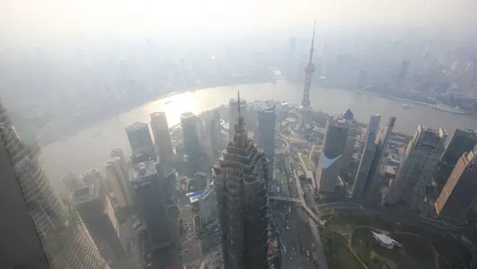 Blick über Pudong in Shanghai